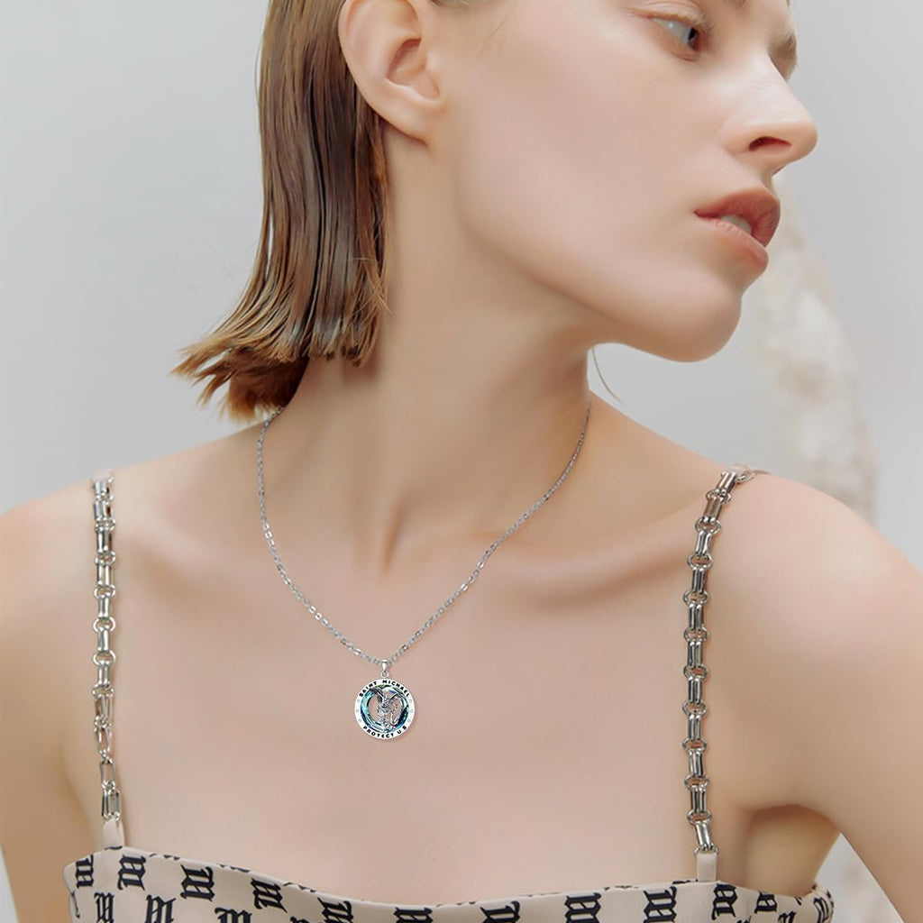 St Michael Necklace 925 Sterling Silver Crystal Saint Michael Jewellery