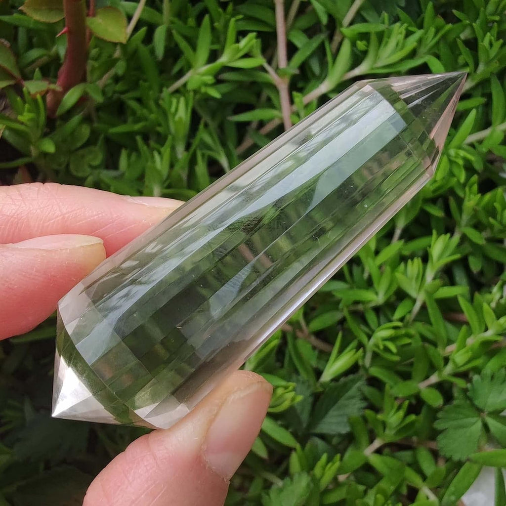 Clear Crystal Wand 24 Sided Vogel Crystal Point 2.36 Inch Double Terminated Crystal Tower Natural Crystal Chakra Quartz Healing Crystal for Chakra Spiritual Meditation Home Decor Gift