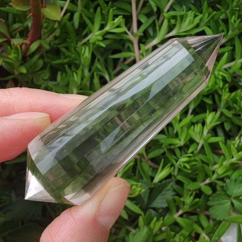 Clear Crystal Wand 24 Sided Vogel Crystal Point 2.36 Inch Double Terminated Crystal Tower Natural Crystal Chakra Quartz Healing Crystal for Chakra Spiritual Meditation Home Decor Gift