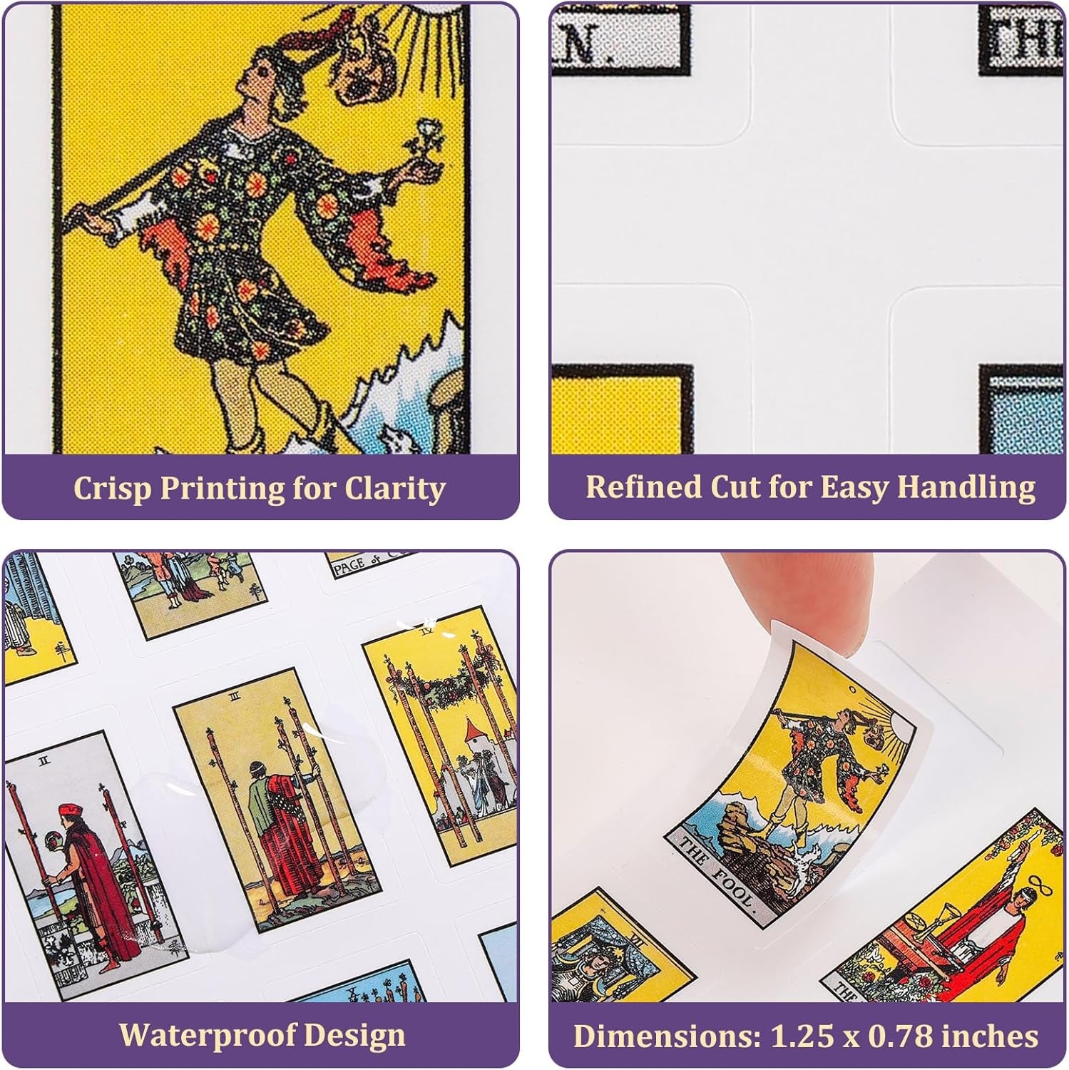 420 PCS Mini Tarot Stickers for Journaling, 1.25" X 0.78" Card Stickers Based on Rider Waite Deck, 8 Cheat Sheet Included