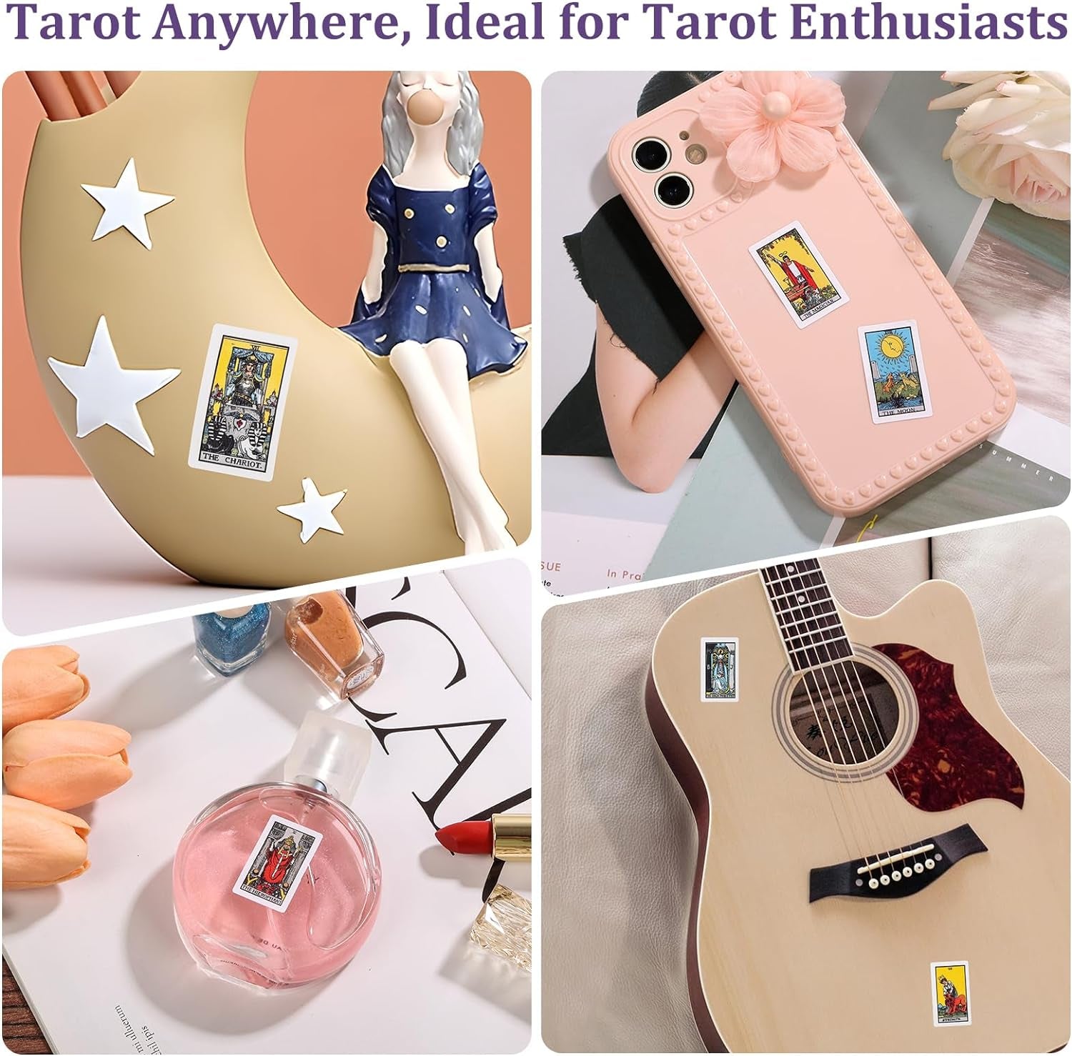 420 PCS Mini Tarot Stickers for Journaling, 1.25" X 0.78" Card Stickers Based on Rider Waite Deck, 8 Cheat Sheet Included