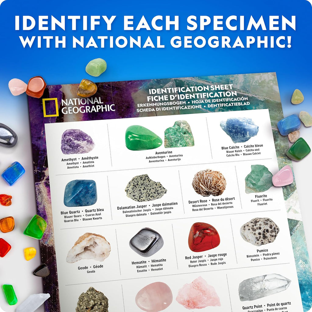 National Geographic Rock Collection Box for Kids – 300 Piece Gemstones, Minerals & Crystals Science Kit, Geology Kit for Boys & Girls