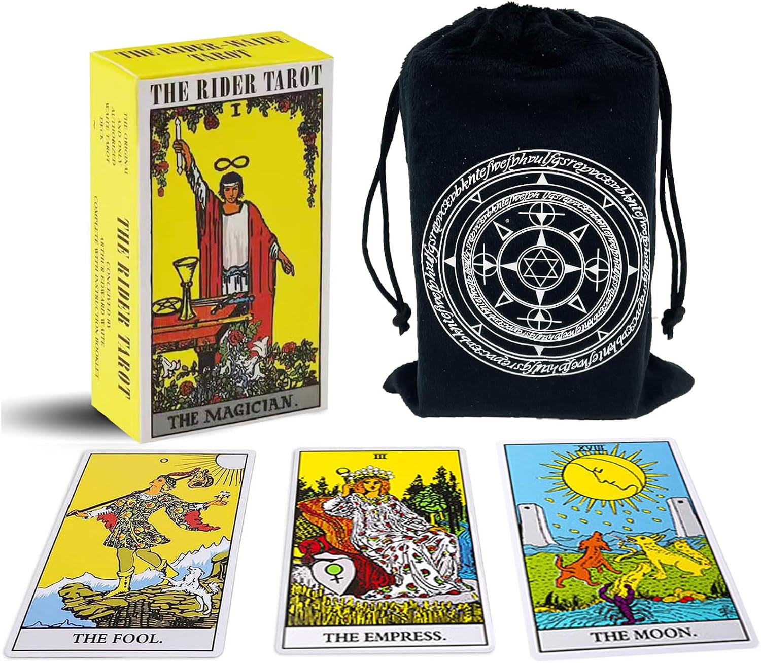 Tarot Cards Deck with Guidebook & Carry Bag - 78 Original Tarot Cards Deck, Smith Classic Artwork, Traditional Standard Tarot Decks, Card Reading Game for Beginners & Expert Readers (Classic Rider)