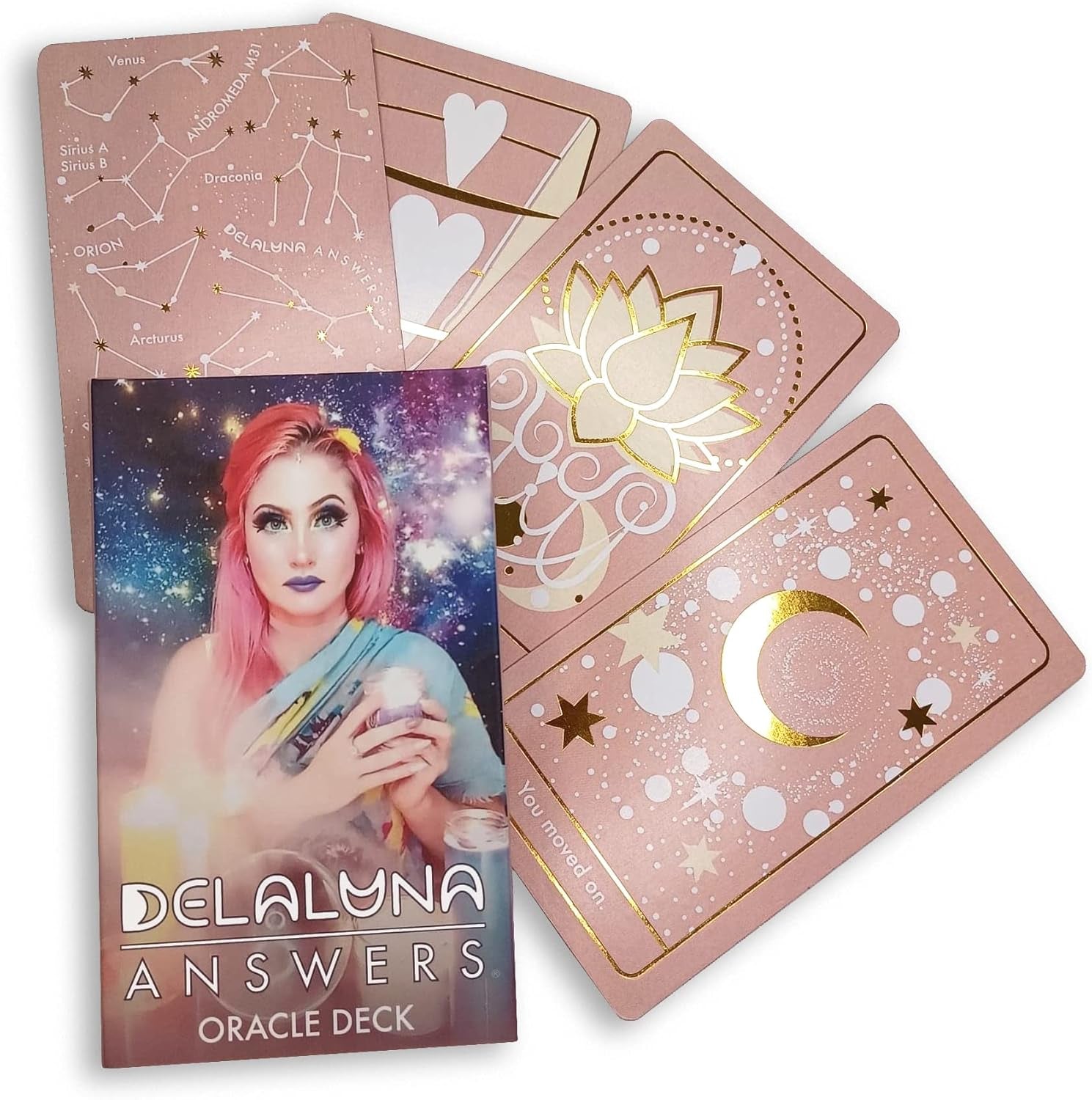 Oracle Cards: 53 Love Tarot Cards Deck for Beginners, Hidden Truth Affirmations with Gold Embossing for Women, Angel and Fairy Cards with Meanings on Them, Witchy Gifts for Divination