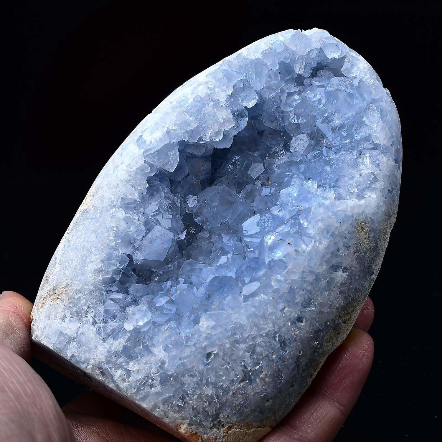 Natural Blue Celestite Cluster Geode Healing Crystal Stone Collection Mineral Specimen Home Office Decor Meditation Gifts 0.8-1.3 Pound