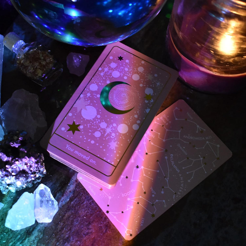 Oracle Cards: 53 Love Tarot Cards Deck for Beginners, Hidden Truth Affirmations with Gold Embossing for Women, Angel and Fairy Cards with Meanings on Them, Witchy Gifts for Divination