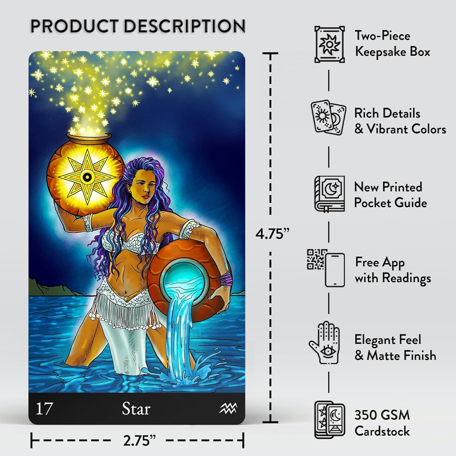 Cards Deck with Online Guide QR Codes for Beginners and Experts Readers, 78 Tarot Deck Cards, Classic Traditional Tarot Deck Standard Size 4.75" X 2.75", Fortune Telling Cards Game