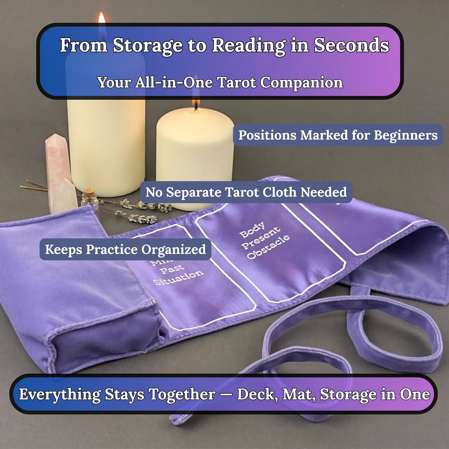 Tarot Learning Set for Beginners: Learning Tarot Cards for Beginners, Satin Tarot Holder and Tarot Journal for Planning Spiritual (Lavender)
