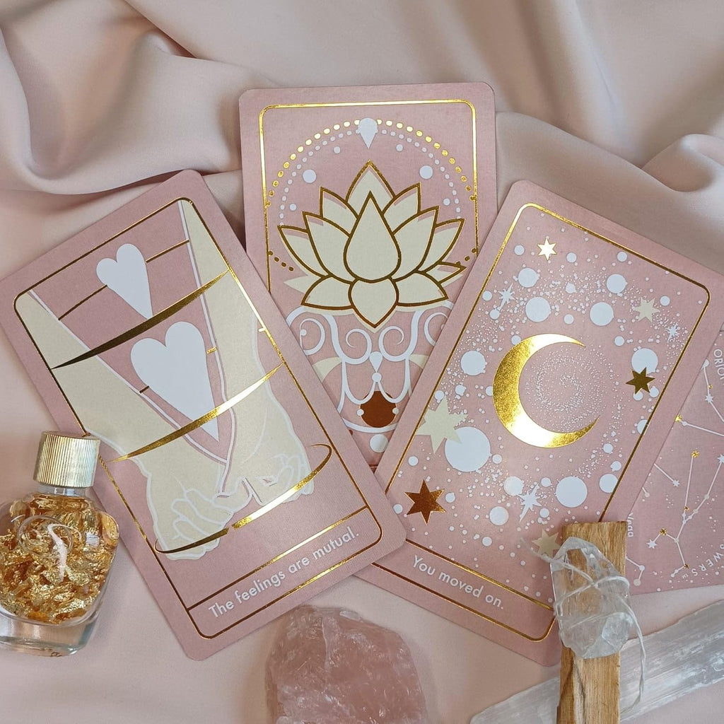 Oracle Cards: 53 Love Tarot Cards Deck for Beginners, Hidden Truth Affirmations with Gold Embossing for Women, Angel and Fairy Cards with Meanings on Them, Witchy Gifts for Divination