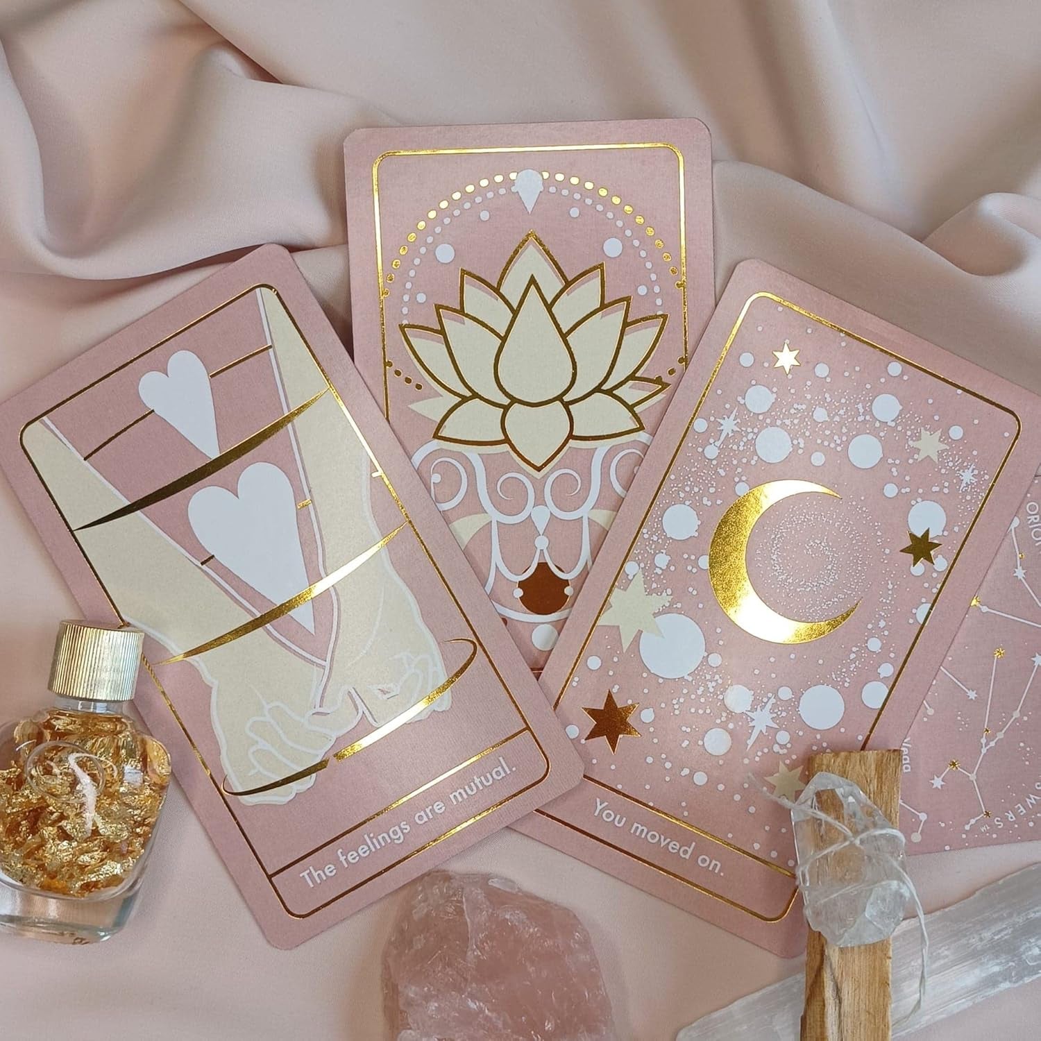 Oracle Cards: 53 Love Tarot Cards Deck for Beginners, Hidden Truth Affirmations with Gold Embossing for Women, Angel and Fairy Cards with Meanings on Them, Witchy Gifts for Divination