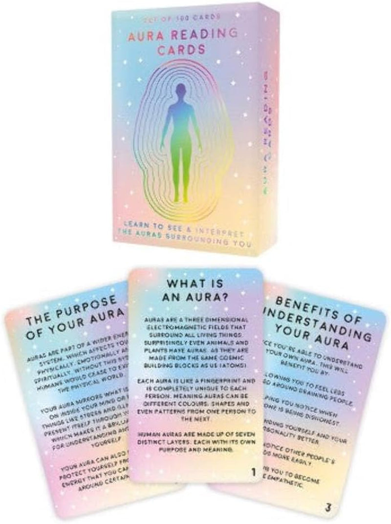 Aura Reading Cards - Self Discovery Activity Deck | 100-Card Set, Cardboard Build, Colourful Visuals, Knowledge and Exercises for Physical and Mental Wellbeing