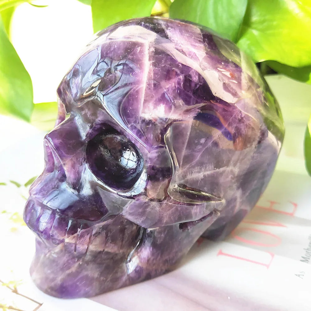 2.5Ib High Quality Natural Amethyst Crystal Skull Dreamy Amethystine Head Healing Crystal Home Decor Healing