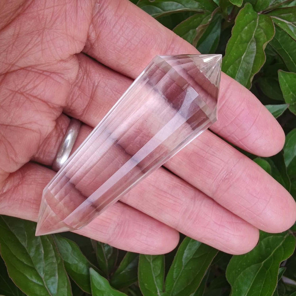 Clear Crystal Wand 24 Sided Vogel Crystal Point 2.36 Inch Double Terminated Crystal Tower Natural Crystal Chakra Quartz Healing Crystal for Chakra Spiritual Meditation Home Decor Gift