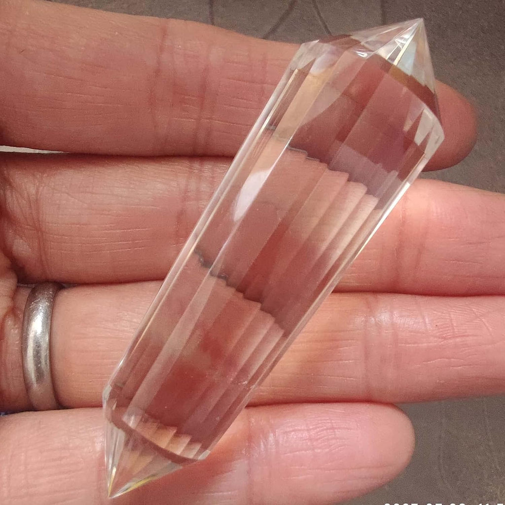 Clear Crystal Wand 24 Sided Vogel Crystal Point 2.36 Inch Double Terminated Crystal Tower Natural Crystal Chakra Quartz Healing Crystal for Chakra Spiritual Meditation Home Decor Gift