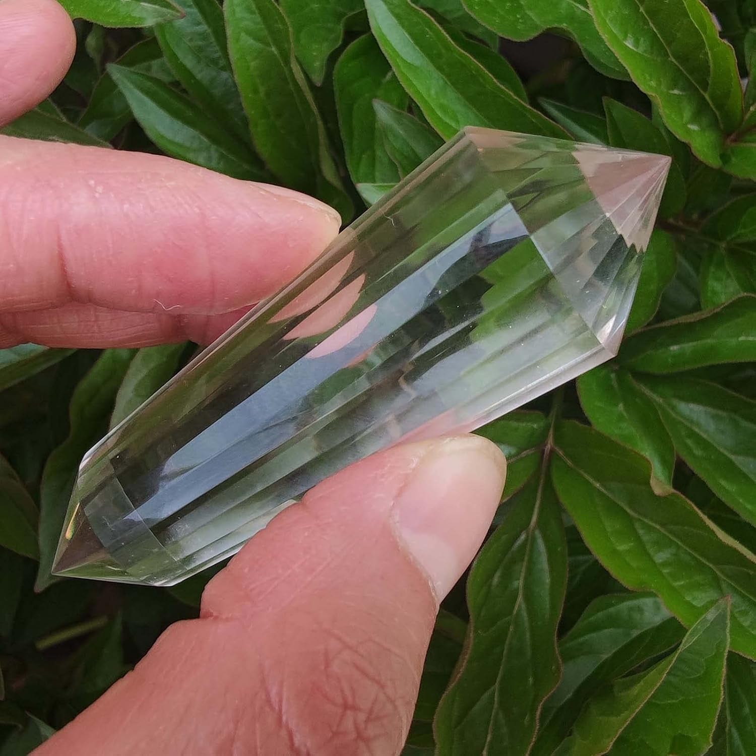 Clear Crystal Wand 24 Sided Vogel Crystal Point 2.36 Inch Double Terminated Crystal Tower Natural Crystal Chakra Quartz Healing Crystal for Chakra Spiritual Meditation Home Decor Gift