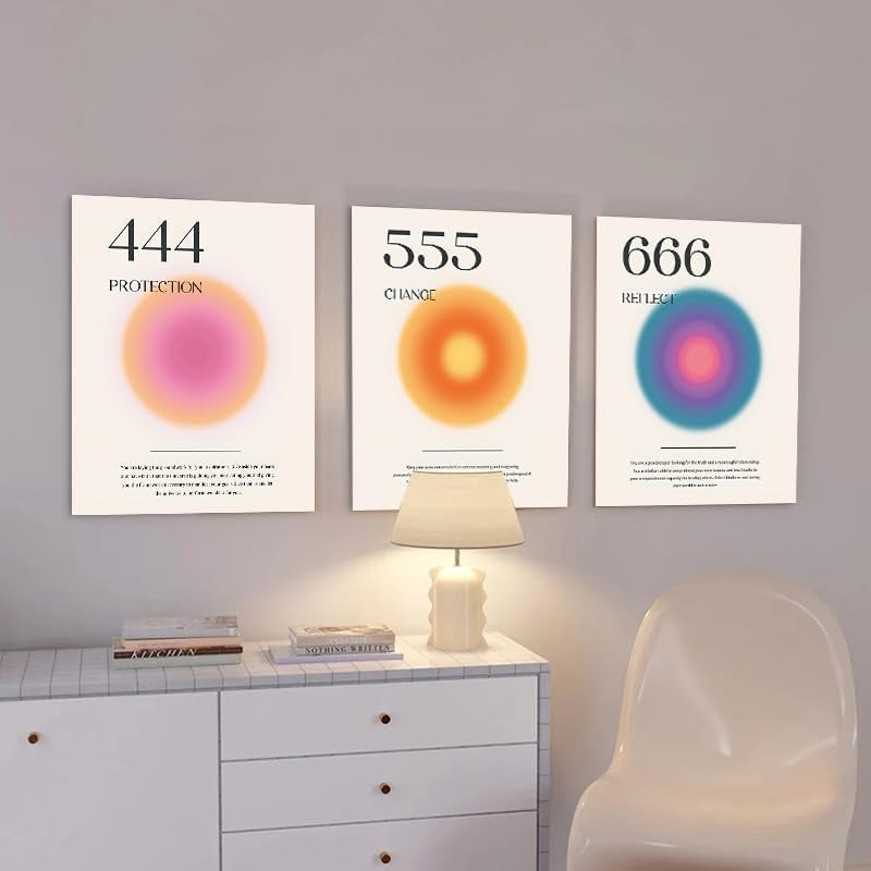 Aura Angel Numbers Poster Set – 6-Piece Minimalist Inspirational Canvas Wall Art, Aesthetic Room & Bedroom Decor, 20 X 25Cm Unframed