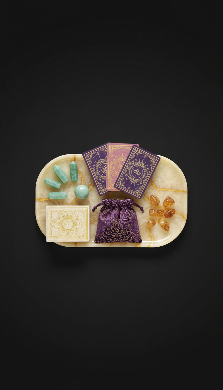Mystic Jade Ritual Crystal Set with Oracle Tray