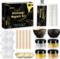 Kintsugi Repair Kit, Food Safe Gold & Silver Kintsugi Kit for Broken Ceramics, Glass, Jade and Sculptures, Japanese Art Craft with Gold Glue for Ceramics and Porcelain Repair Restoration