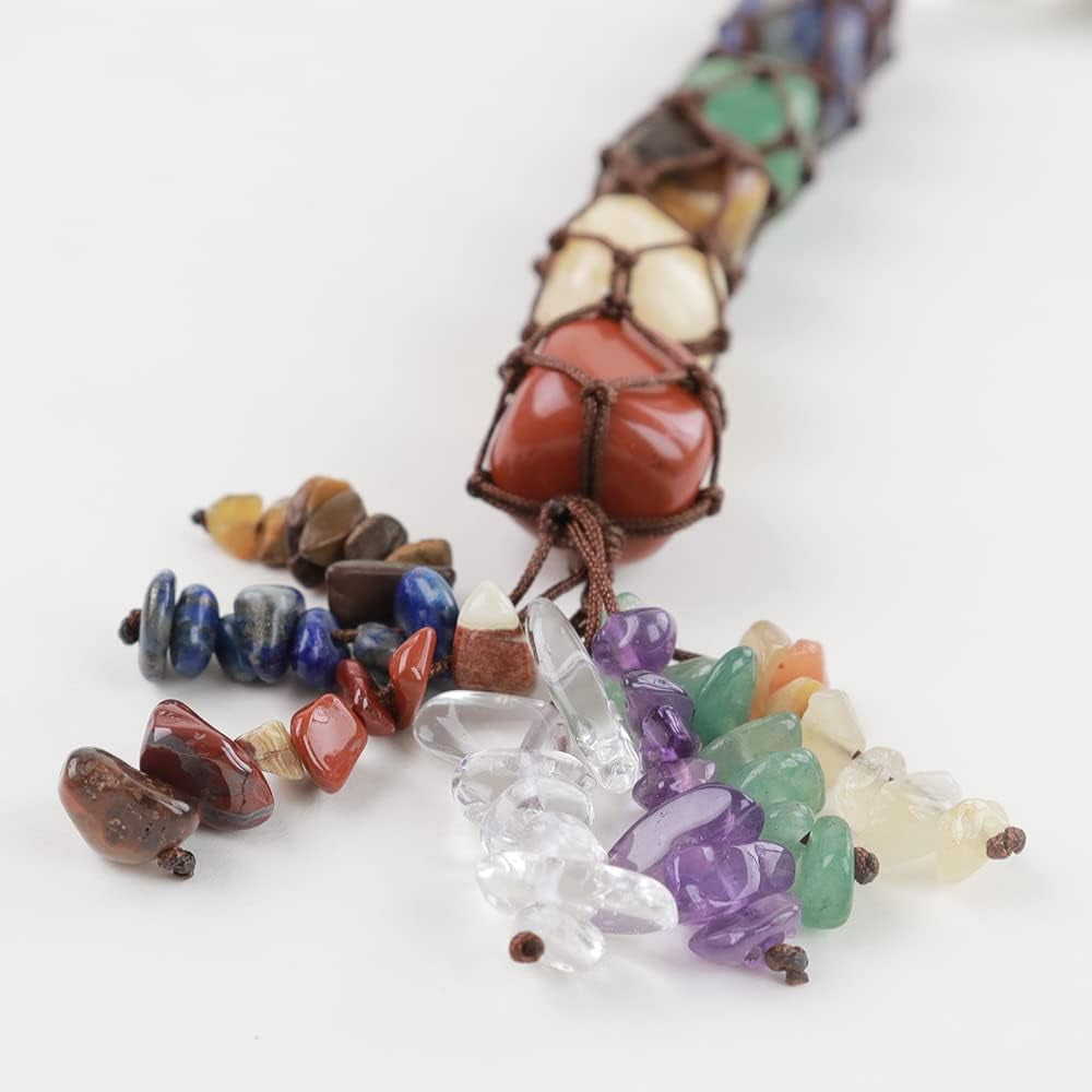 Handmade Crystal Window Car Hanging Ornaments 7 Chakra Home Decoration Feng Shui Ornament Yoga Meditation Car Decoration Tumbled Palm Stones (Angel)