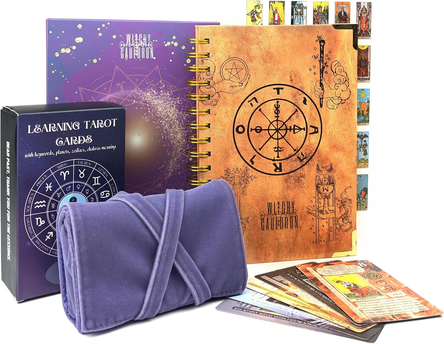 Tarot Learning Set for Beginners: Learning Tarot Cards for Beginners, Satin Tarot Holder and Tarot Journal for Planning Spiritual (Lavender)